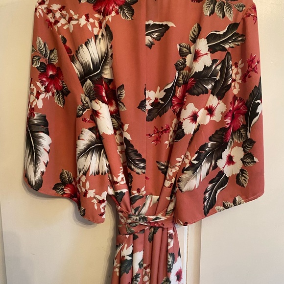 Floral Wrap Dress (Dusty Rose) - Picture 6 of 12